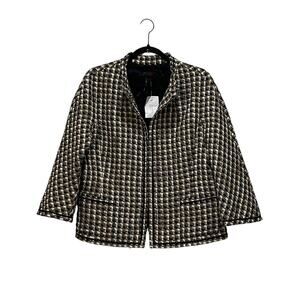 NWT TALBOTS Collection Black Ivory Gold Woven Tweed 14 Office Career 3/4 Sleeve